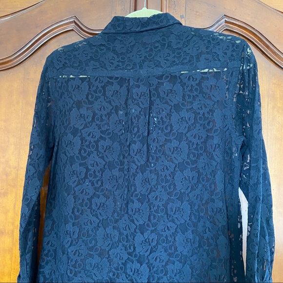 Equipment Black Lace Button Down Tunic | Size XS - Picture 6 of 8